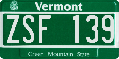 VT license plate ZSF139