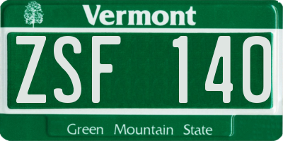 VT license plate ZSF140
