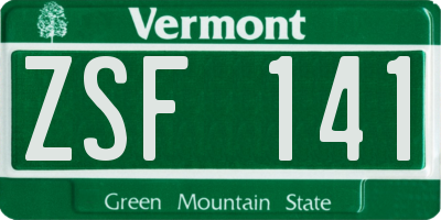 VT license plate ZSF141