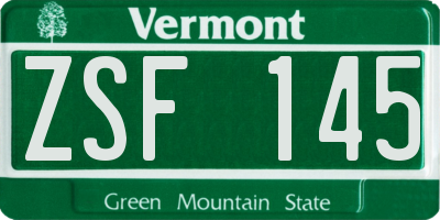 VT license plate ZSF145