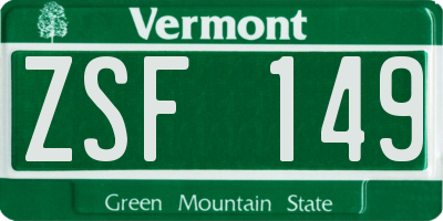 VT license plate ZSF149