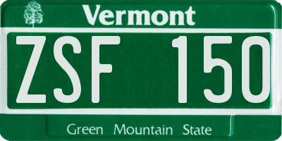 VT license plate ZSF150