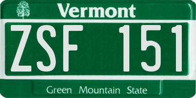 VT license plate ZSF151