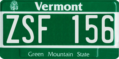 VT license plate ZSF156