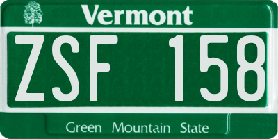 VT license plate ZSF158