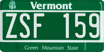 VT license plate ZSF159