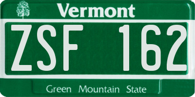 VT license plate ZSF162