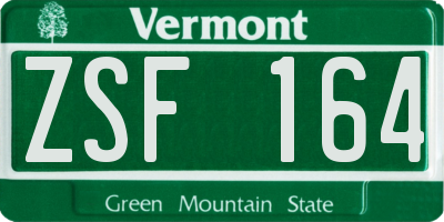 VT license plate ZSF164