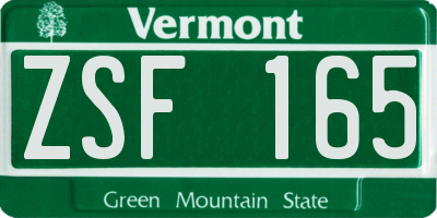 VT license plate ZSF165