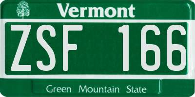 VT license plate ZSF166