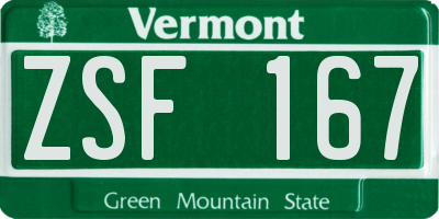 VT license plate ZSF167