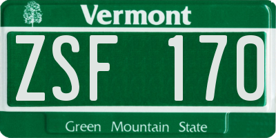 VT license plate ZSF170