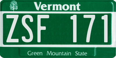 VT license plate ZSF171