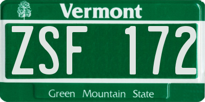 VT license plate ZSF172
