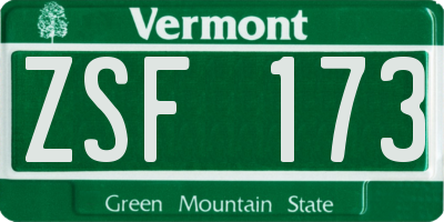 VT license plate ZSF173