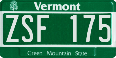 VT license plate ZSF175