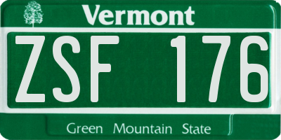 VT license plate ZSF176