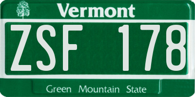 VT license plate ZSF178