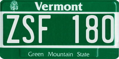 VT license plate ZSF180