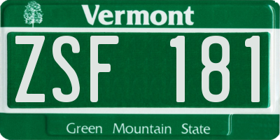 VT license plate ZSF181
