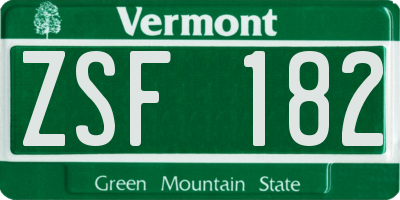 VT license plate ZSF182