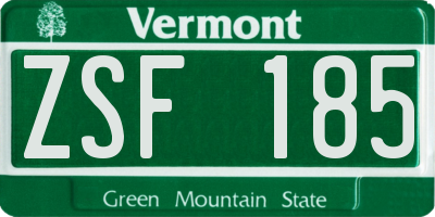 VT license plate ZSF185