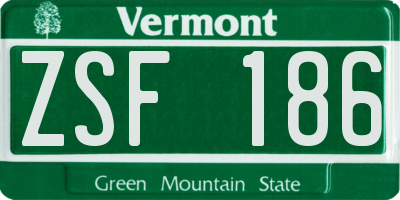VT license plate ZSF186