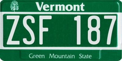 VT license plate ZSF187