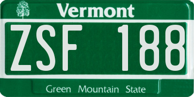 VT license plate ZSF188