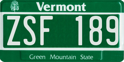VT license plate ZSF189