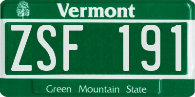 VT license plate ZSF191
