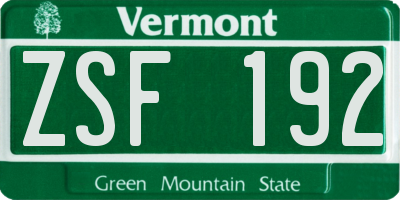 VT license plate ZSF192