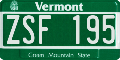 VT license plate ZSF195