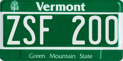 VT license plate ZSF200