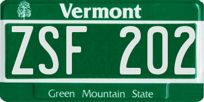 VT license plate ZSF202