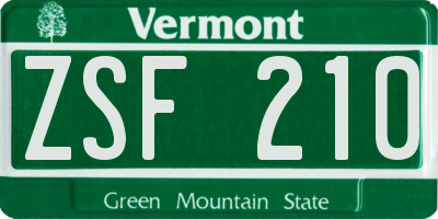 VT license plate ZSF210