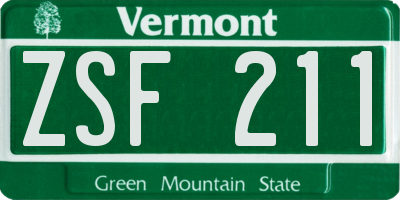 VT license plate ZSF211