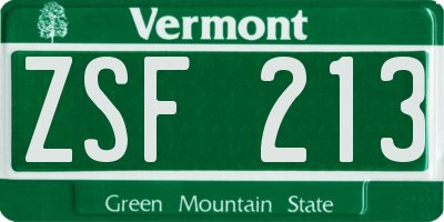 VT license plate ZSF213
