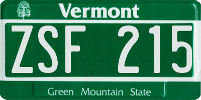 VT license plate ZSF215