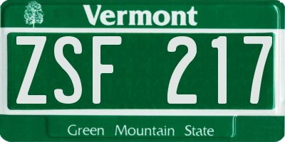 VT license plate ZSF217