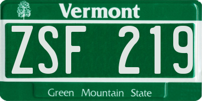 VT license plate ZSF219