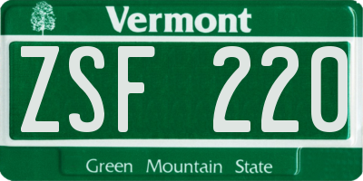 VT license plate ZSF220