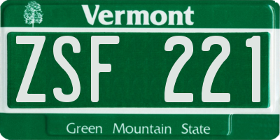VT license plate ZSF221