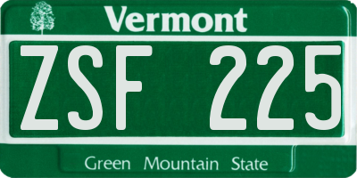 VT license plate ZSF225