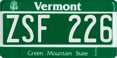 VT license plate ZSF226