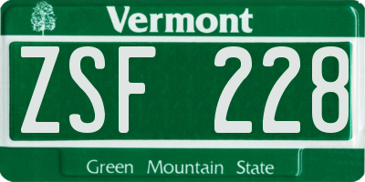 VT license plate ZSF228