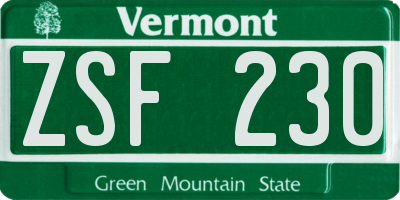 VT license plate ZSF230