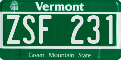VT license plate ZSF231