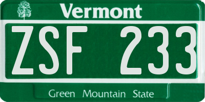 VT license plate ZSF233