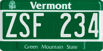VT license plate ZSF234